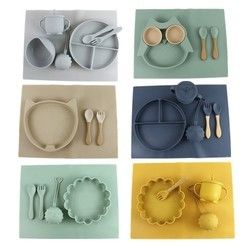 Sistema del vajilla del silicón de la categoría alimenticia, prenda impermeable dividida succión de la placa del silicón