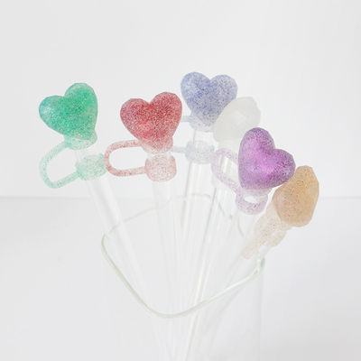 NUEVA Llegada diseños de brillo de corazón de diamantes tapa de paja Topper 3D 10mm Toppers de paja Sombreros para tumblers copas vasos