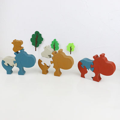 Juguetes animales permanentes del niño del rompecabezas del silicón y del hipopótamo del rompecabezas de madera para jugar del niño