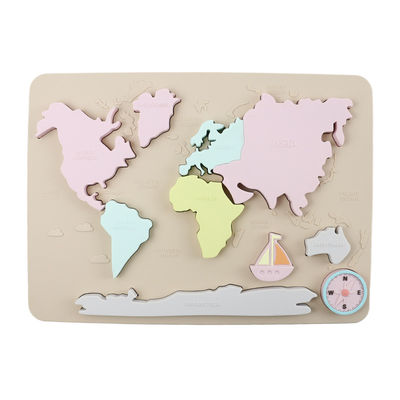 Mapa del mundo Continentes y océanos Silicona Puzzle Bebé Regalo Montessori Educativo