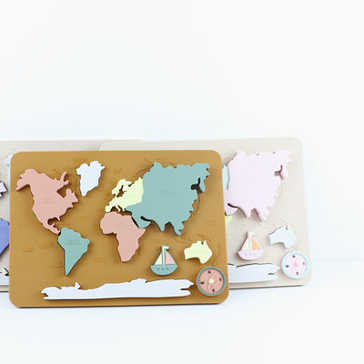Mapa del mundo Continentes y océanos Silicona Puzzle Bebé Regalo Montessori Educativo