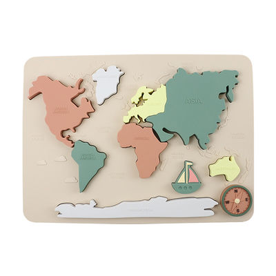 Mapa del mundo Continentes y océanos Silicona Puzzle Bebé Regalo Montessori Educativo