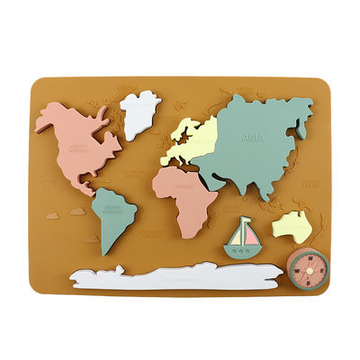 Mapa del mundo Continentes y océanos Silicona Puzzle Bebé Regalo Montessori Educativo