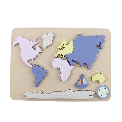 Mapa del mundo Continentes y océanos Silicona Puzzle Bebé Regalo Montessori Educativo