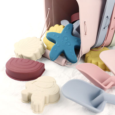 Juego de cubos de juguetes de playa para bebés de silicona al por mayor