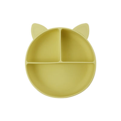 Calidad alimenticia Silicona para bebés gatos Dividido Plato de alimentación Cuenco de dibujos animados Platillos de zorro Succión