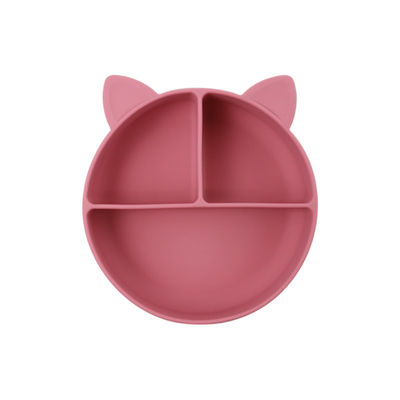 Calidad alimenticia Silicona para bebés gatos Dividido Plato de alimentación Cuenco de dibujos animados Platillos de zorro Succión