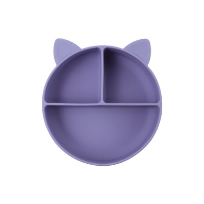 Calidad alimenticia Silicona para bebés gatos Dividido Plato de alimentación Cuenco de dibujos animados Platillos de zorro Succión