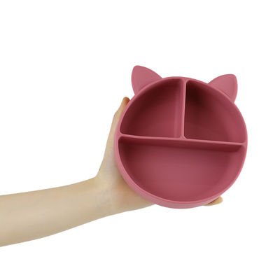 Calidad alimenticia Silicona para bebés gatos Dividido Plato de alimentación Cuenco de dibujos animados Platillos de zorro Succión