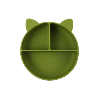 Calidad alimenticia Silicona para bebés gatos Dividido Plato de alimentación Cuenco de dibujos animados Platillos de zorro Succión