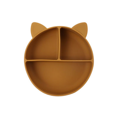 Calidad alimenticia Silicona para bebés gatos Dividido Plato de alimentación Cuenco de dibujos animados Platillos de zorro Succión