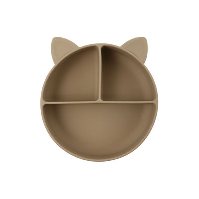 Calidad alimenticia Silicona para bebés gatos Dividido Plato de alimentación Cuenco de dibujos animados Platillos de zorro Succión