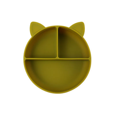 Calidad alimenticia Silicona para bebés gatos Dividido Plato de alimentación Cuenco de dibujos animados Platillos de zorro Succión