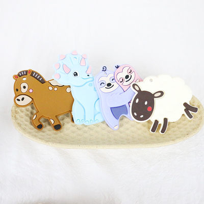 Silicón personalizado bebé colorido Teether con el caballo Dino Shape de las ovejas