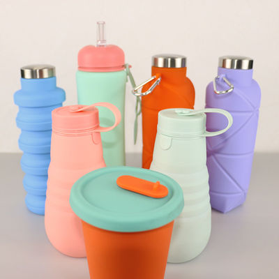 Suavidad 500Ml plegable de la botella de agua del silicón del ODM del OEM para correr