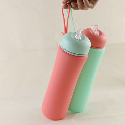 Suavidad 500Ml plegable de la botella de agua del silicón del ODM del OEM para correr