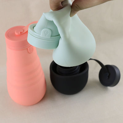 Suavidad 500Ml plegable de la botella de agua del silicón del ODM del OEM para correr