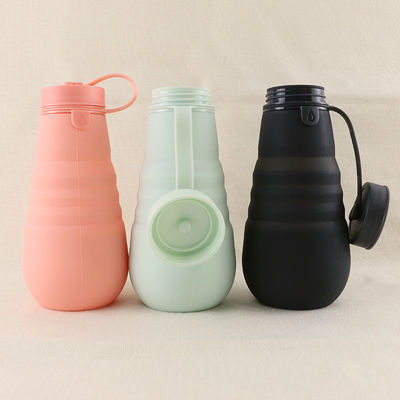 Suavidad 500Ml plegable de la botella de agua del silicón del ODM del OEM para correr