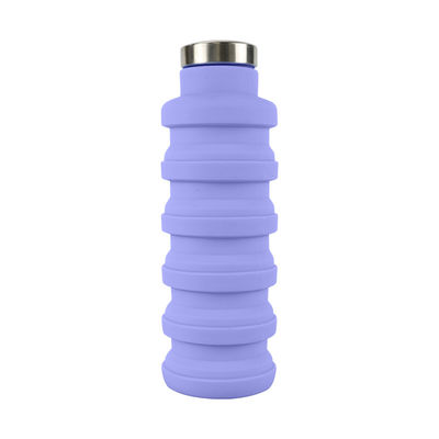 Suavidad 500Ml plegable de la botella de agua del silicón del ODM del OEM para correr