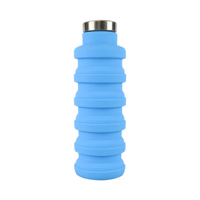 Suavidad 500Ml plegable de la botella de agua del silicón del ODM del OEM para correr