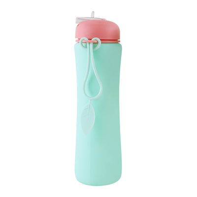Suavidad 500Ml plegable de la botella de agua del silicón del ODM del OEM para correr