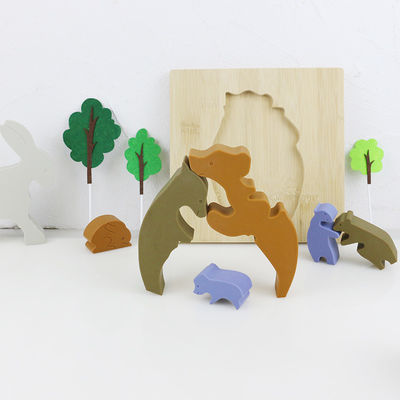 Rompecabezas de madera de los juguetes de los niños de la forma del oso para el aprendizaje de Montessori