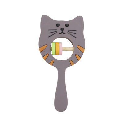 Traqueteo Teether de Kitty Shape Food Grade Silicone para el bebé