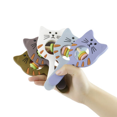 Traqueteo Teether de Kitty Shape Food Grade Silicone para el bebé