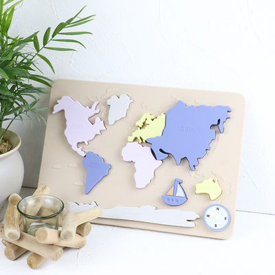 Rompecabezas personalizado mapa del mundo del bebé del silicón para los niños Montessori educativo