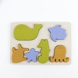 Rompecabezas del silicón de los animales del océano del mar, rompecabezas educativo del bebé de Montessori
