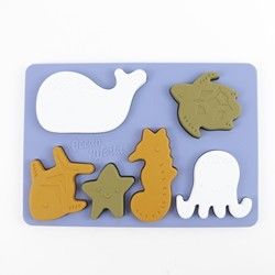 Rompecabezas del silicón de los animales del océano del mar, rompecabezas educativo del bebé de Montessori