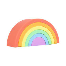 El silicón suave modificado para requisitos particulares juega el arco iris que apila para el bebé educativo
