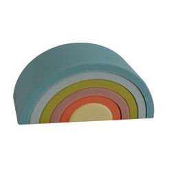 El silicón suave modificado para requisitos particulares juega el arco iris que apila para el bebé educativo
