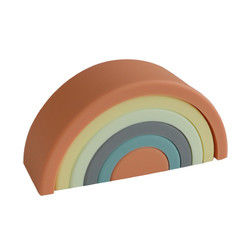 El silicón suave modificado para requisitos particulares juega el arco iris que apila para el bebé educativo