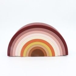 El silicón suave modificado para requisitos particulares juega el arco iris que apila para el bebé educativo