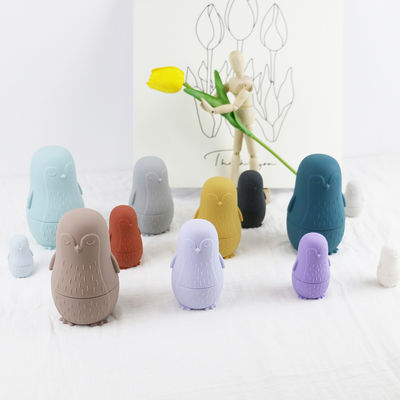 masticación de silicona Pingüino de silicona de apilamiento de juguete bebé de silicona de juguetes de apilamiento para niños pequeños baño juego