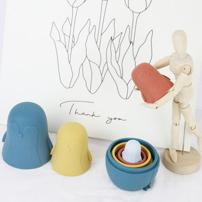 masticación de silicona Pingüino de silicona de apilamiento de juguete bebé de silicona de juguetes de apilamiento para niños pequeños baño juego