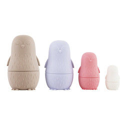 masticación de silicona Pingüino de silicona de apilamiento de juguete bebé de silicona de juguetes de apilamiento para niños pequeños baño juego