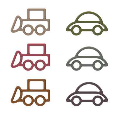 El silicón del bebé de la forma del coche juega el material no tóxico de la categoría alimenticia del multicolor