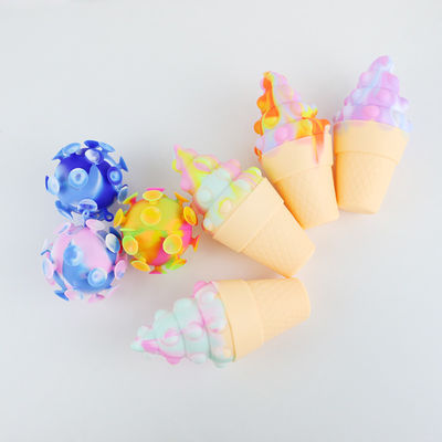 helado colorido del silicón 3D Teether para la psicología del alivio de tensión del bebé