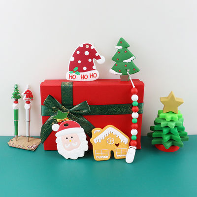 Juguetes libres del silicón del bebé de BPA, apilador del árbol de navidad para los niños Teether