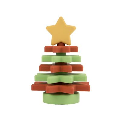 Apilador BPA Eco libre de la estrella del silicón de la Navidad amistoso para la educación del niño
