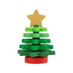 Apilador BPA Eco libre de la estrella del silicón de la Navidad amistoso para la educación del niño
