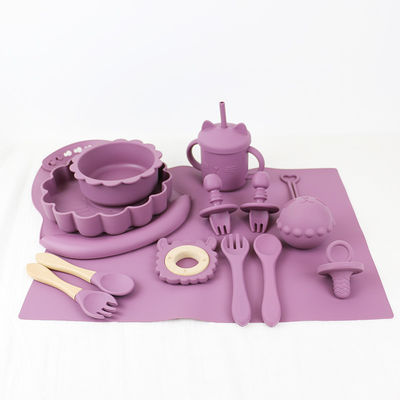 productos de silicona personalizados de grado alimenticio de silicona de alimentación Conjunto de dibujos animados de gatos estilo de silicona de alimentos para bebés