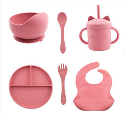 Personalizar la alimentación del bebé Silicone Set de vajilla con placa de sección de silicona