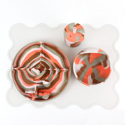 Conjunto de vajilla de silicona de colores múltiples Plato para bebé Niño pequeño Conjunto de cena para niños Conjunto de comida de silicona