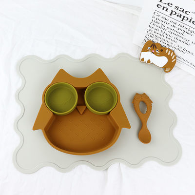 Brown Owl Style Silicone Suction Plate para funcional multi de los niños del niño