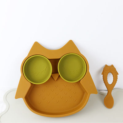 Brown Owl Style Silicone Suction Plate para funcional multi de los niños del niño