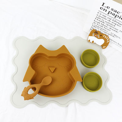 Brown Owl Style Silicone Suction Plate para funcional multi de los niños del niño