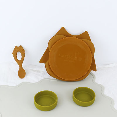 Brown Owl Style Silicone Suction Plate para funcional multi de los niños del niño